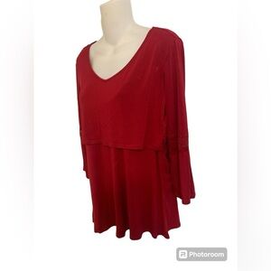 Milk Nursingwear Long Sleeve Nursing Top large Red Blouse Shirt Lace